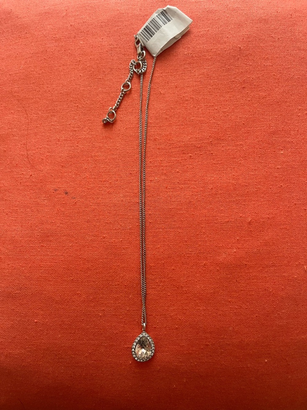 Silver Teardrop Crystal Pendant Necklace - Elegant Women's Jewelry